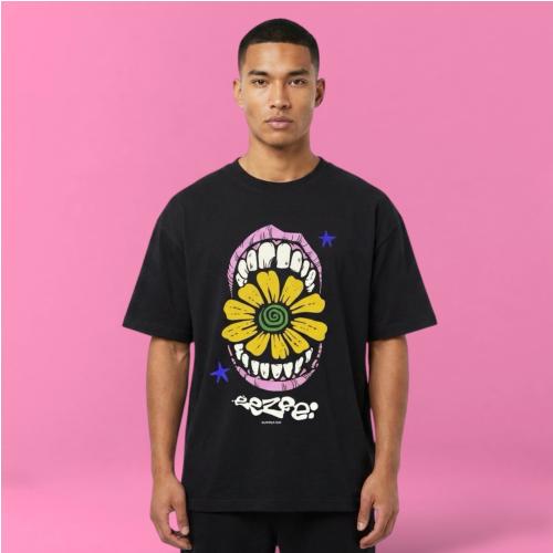 Camiseta Eezee Flowerbreath - S - Labios Rosa